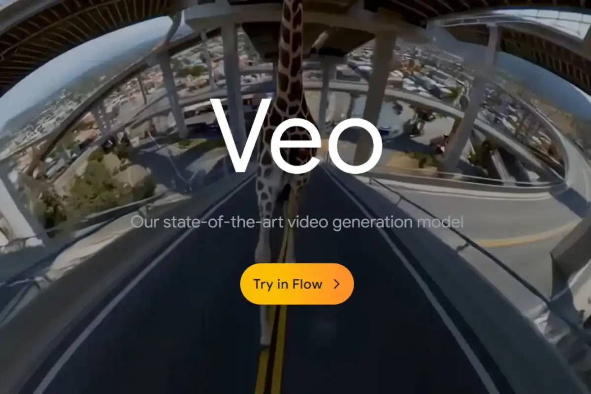 Google Veo 3 homepage featuring AI-powered video generation interface and creative tools